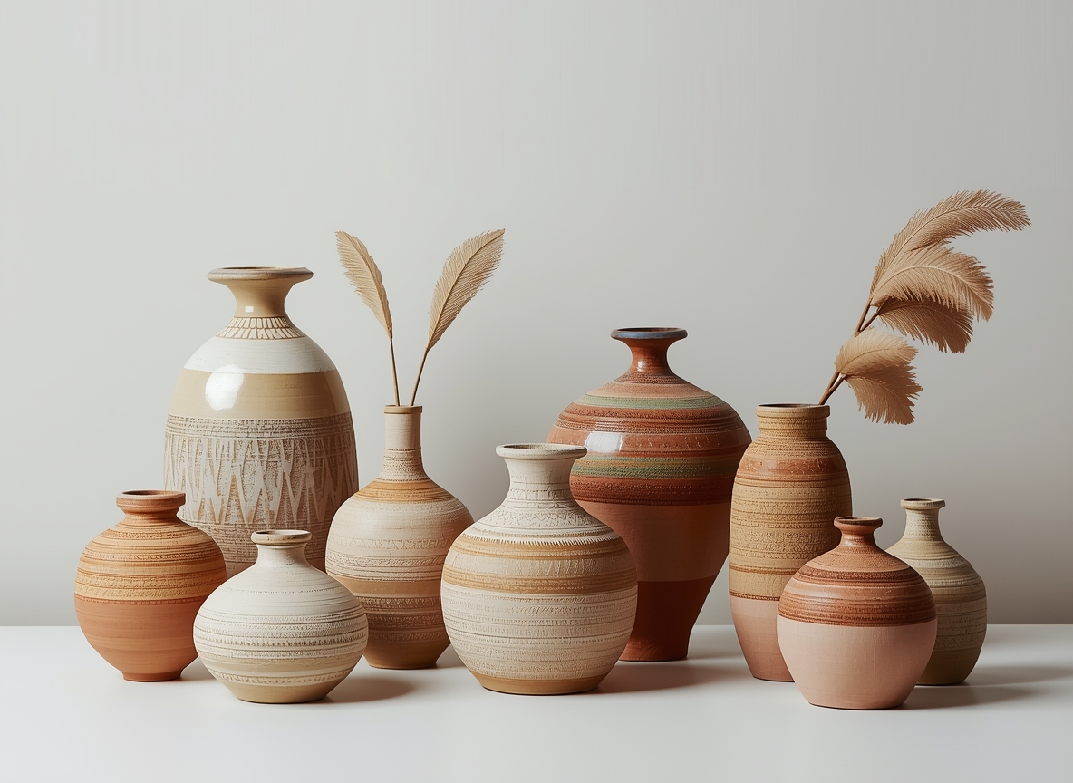 Handgemaakte keramische vazen collectie